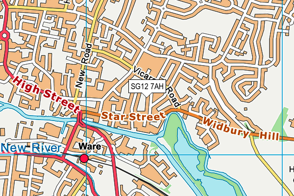 SG12 7AH map - OS VectorMap District (Ordnance Survey)