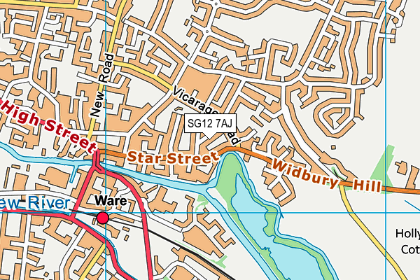 SG12 7AJ map - OS VectorMap District (Ordnance Survey)