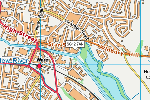 SG12 7AN map - OS VectorMap District (Ordnance Survey)