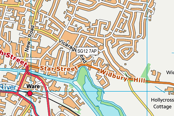 SG12 7AP map - OS VectorMap District (Ordnance Survey)