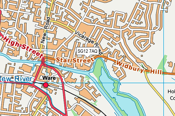 SG12 7AQ map - OS VectorMap District (Ordnance Survey)