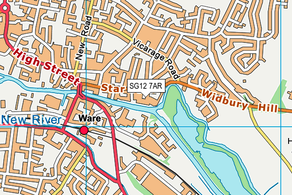 SG12 7AR map - OS VectorMap District (Ordnance Survey)