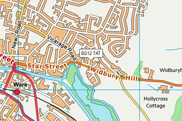 SG12 7AT map - OS VectorMap District (Ordnance Survey)