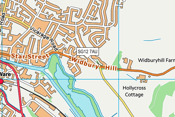 SG12 7AU map - OS VectorMap District (Ordnance Survey)