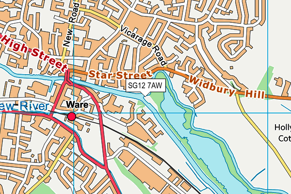 SG12 7AW map - OS VectorMap District (Ordnance Survey)