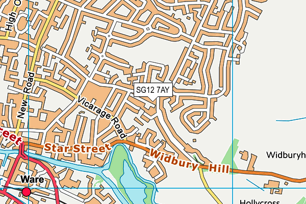 SG12 7AY map - OS VectorMap District (Ordnance Survey)