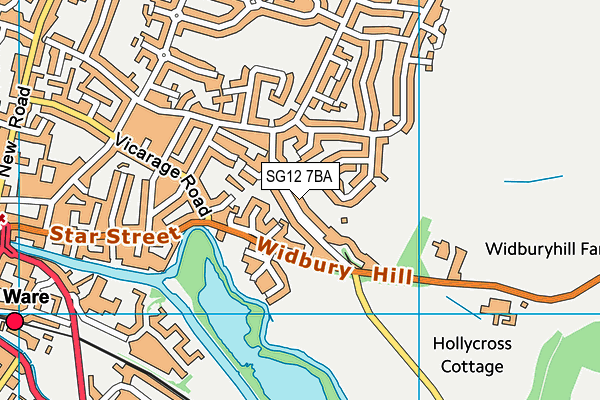 SG12 7BA map - OS VectorMap District (Ordnance Survey)