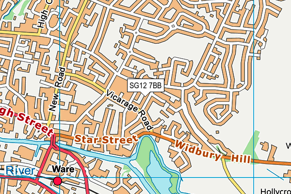 SG12 7BB map - OS VectorMap District (Ordnance Survey)