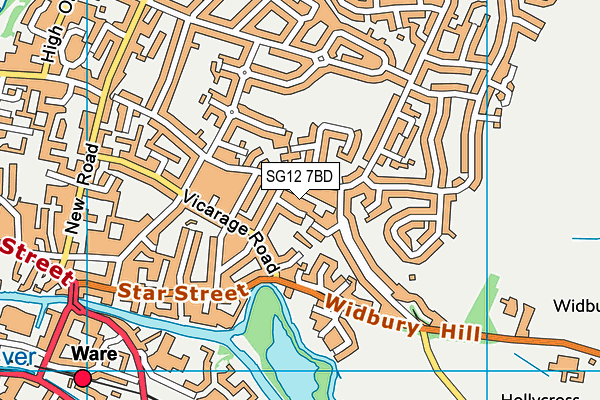 SG12 7BD map - OS VectorMap District (Ordnance Survey)