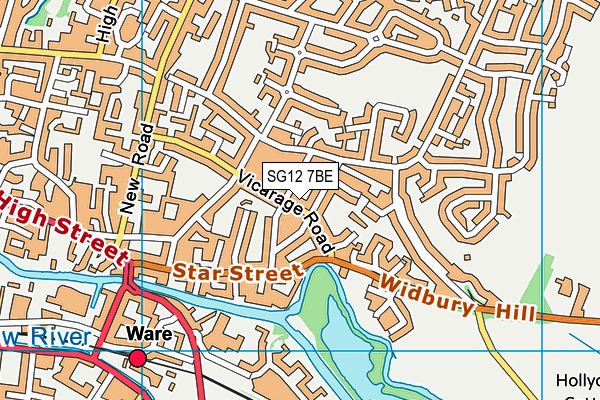 SG12 7BE map - OS VectorMap District (Ordnance Survey)