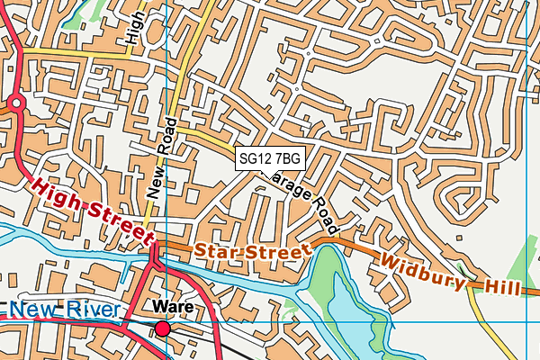 SG12 7BG map - OS VectorMap District (Ordnance Survey)