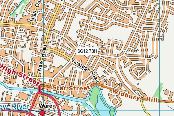 SG12 7BH map - OS VectorMap District (Ordnance Survey)