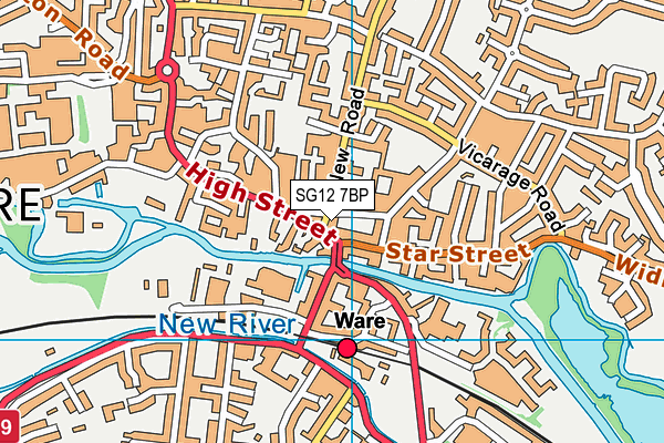 SG12 7BP map - OS VectorMap District (Ordnance Survey)