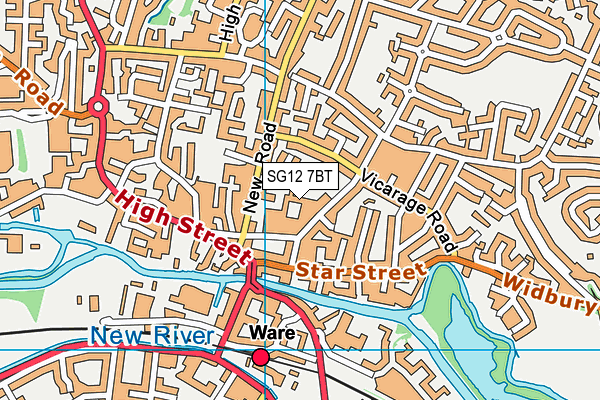 SG12 7BT map - OS VectorMap District (Ordnance Survey)