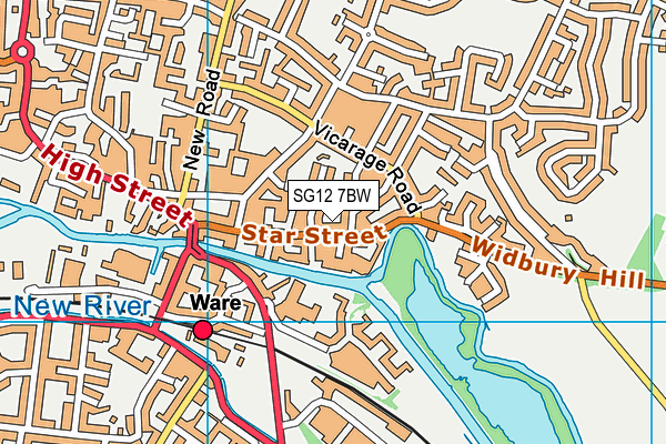 SG12 7BW map - OS VectorMap District (Ordnance Survey)