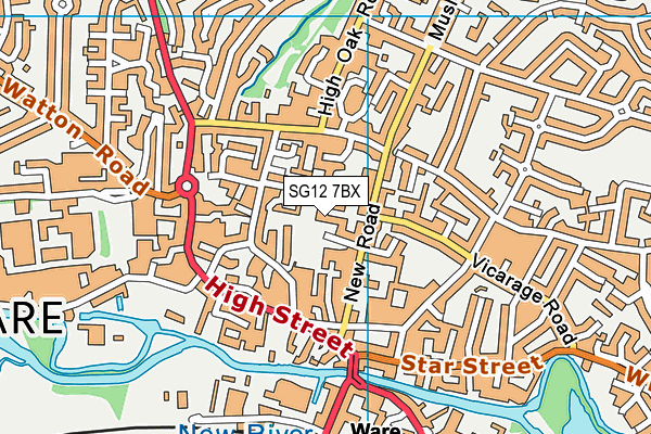 SG12 7BX map - OS VectorMap District (Ordnance Survey)