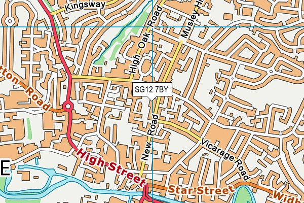 SG12 7BY map - OS VectorMap District (Ordnance Survey)
