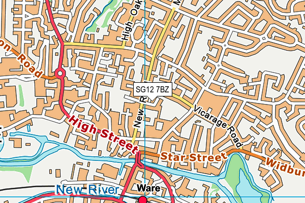 SG12 7BZ map - OS VectorMap District (Ordnance Survey)