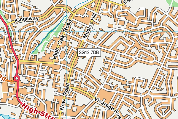 SG12 7DB map - OS VectorMap District (Ordnance Survey)