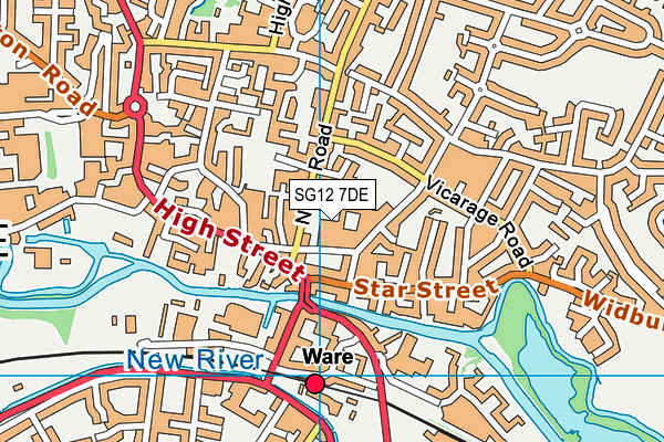 SG12 7DE map - OS VectorMap District (Ordnance Survey)