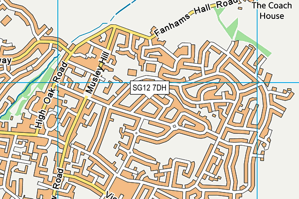 SG12 7DH map - OS VectorMap District (Ordnance Survey)