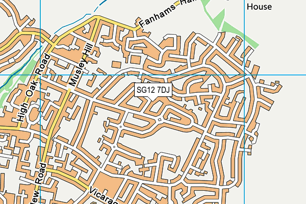 SG12 7DJ map - OS VectorMap District (Ordnance Survey)