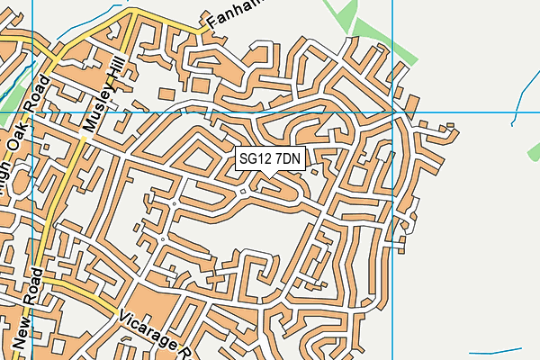 SG12 7DN map - OS VectorMap District (Ordnance Survey)