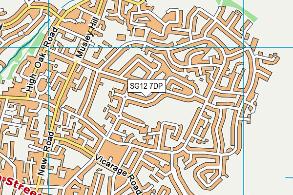 SG12 7DP map - OS VectorMap District (Ordnance Survey)