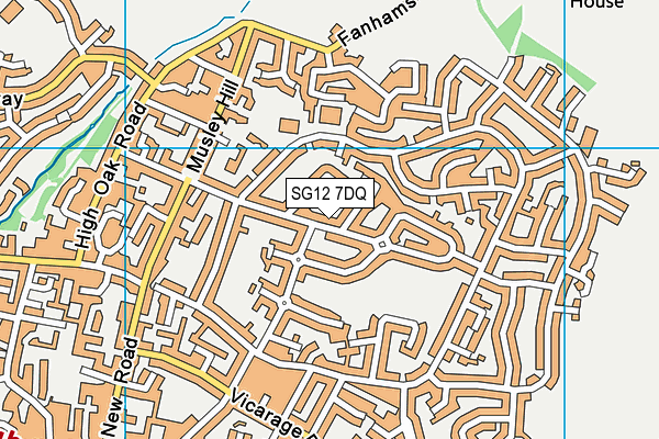 SG12 7DQ map - OS VectorMap District (Ordnance Survey)