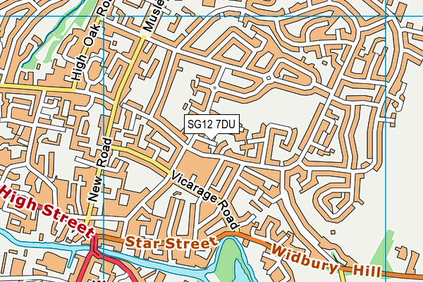 SG12 7DU map - OS VectorMap District (Ordnance Survey)