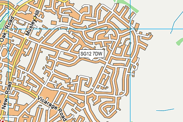 SG12 7DW map - OS VectorMap District (Ordnance Survey)