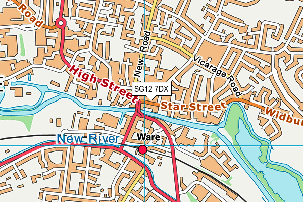 SG12 7DX map - OS VectorMap District (Ordnance Survey)