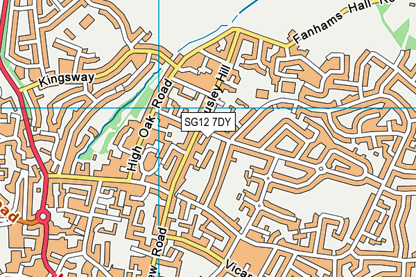 SG12 7DY map - OS VectorMap District (Ordnance Survey)