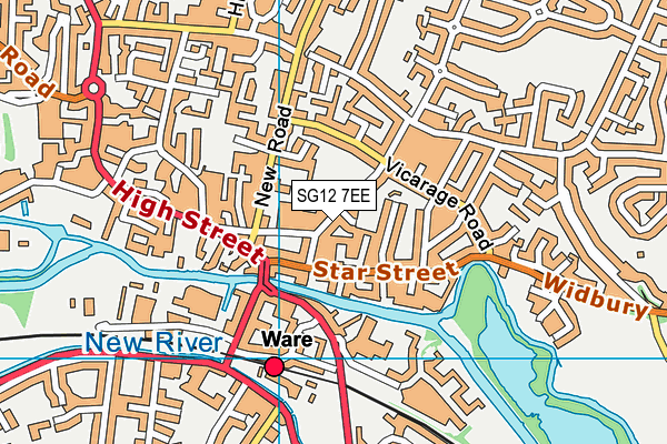 SG12 7EE map - OS VectorMap District (Ordnance Survey)