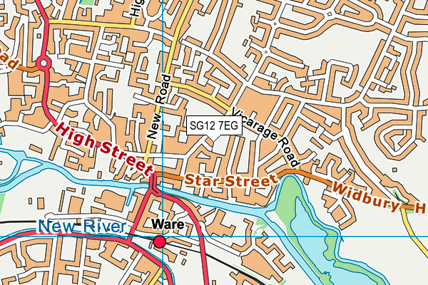 SG12 7EG map - OS VectorMap District (Ordnance Survey)