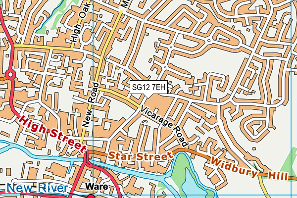 SG12 7EH map - OS VectorMap District (Ordnance Survey)