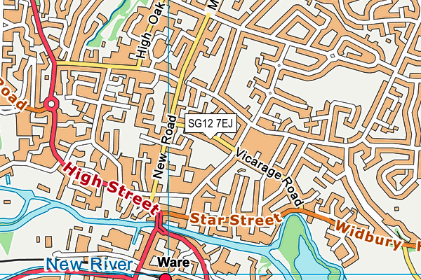 SG12 7EJ map - OS VectorMap District (Ordnance Survey)