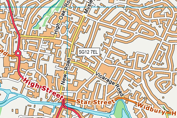 SG12 7EL map - OS VectorMap District (Ordnance Survey)