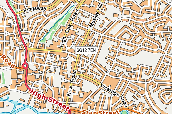 SG12 7EN map - OS VectorMap District (Ordnance Survey)