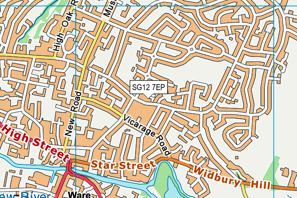 SG12 7EP map - OS VectorMap District (Ordnance Survey)