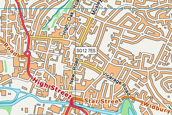 SG12 7ES map - OS VectorMap District (Ordnance Survey)