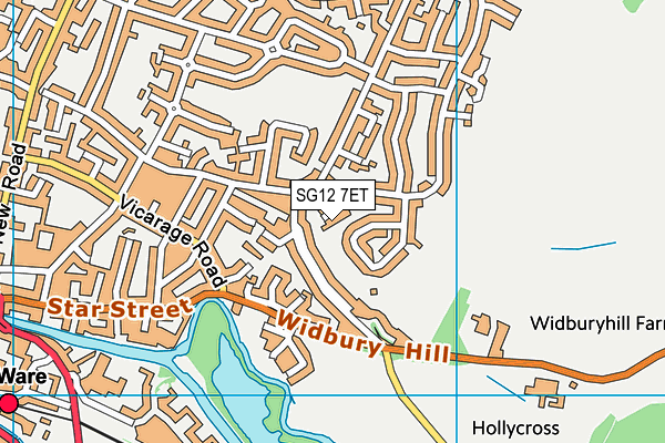 SG12 7ET map - OS VectorMap District (Ordnance Survey)