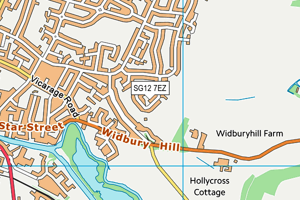 SG12 7EZ map - OS VectorMap District (Ordnance Survey)