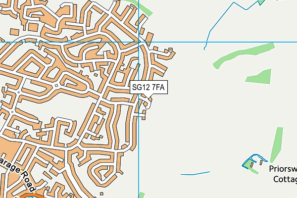 SG12 7FA map - OS VectorMap District (Ordnance Survey)