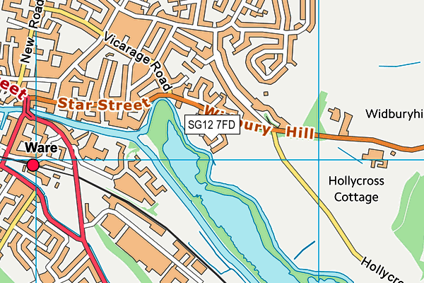 SG12 7FD map - OS VectorMap District (Ordnance Survey)