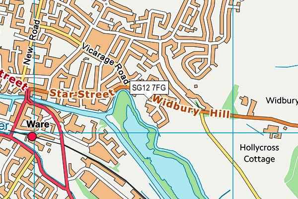 SG12 7FG map - OS VectorMap District (Ordnance Survey)