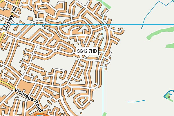 SG12 7HD map - OS VectorMap District (Ordnance Survey)