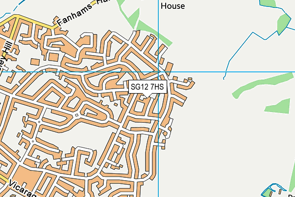 SG12 7HS map - OS VectorMap District (Ordnance Survey)