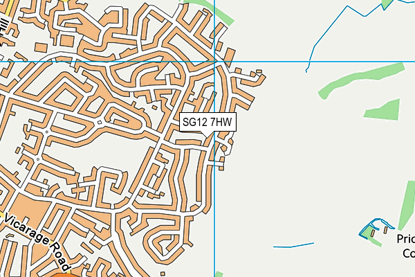 SG12 7HW map - OS VectorMap District (Ordnance Survey)