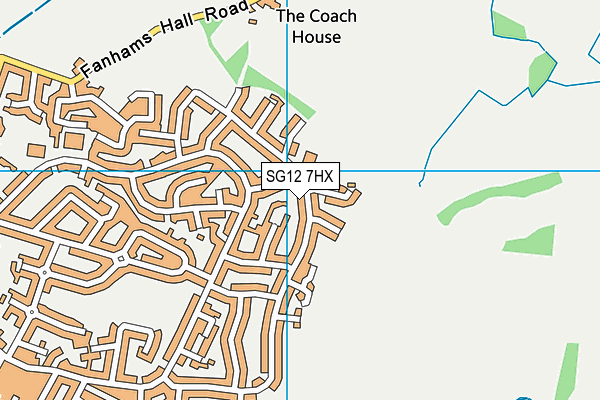 SG12 7HX map - OS VectorMap District (Ordnance Survey)